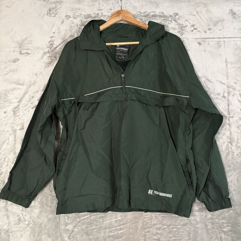AE American Eagle Performance Quarter-Zip Windbreaker Gorpcore Jacket Green XS